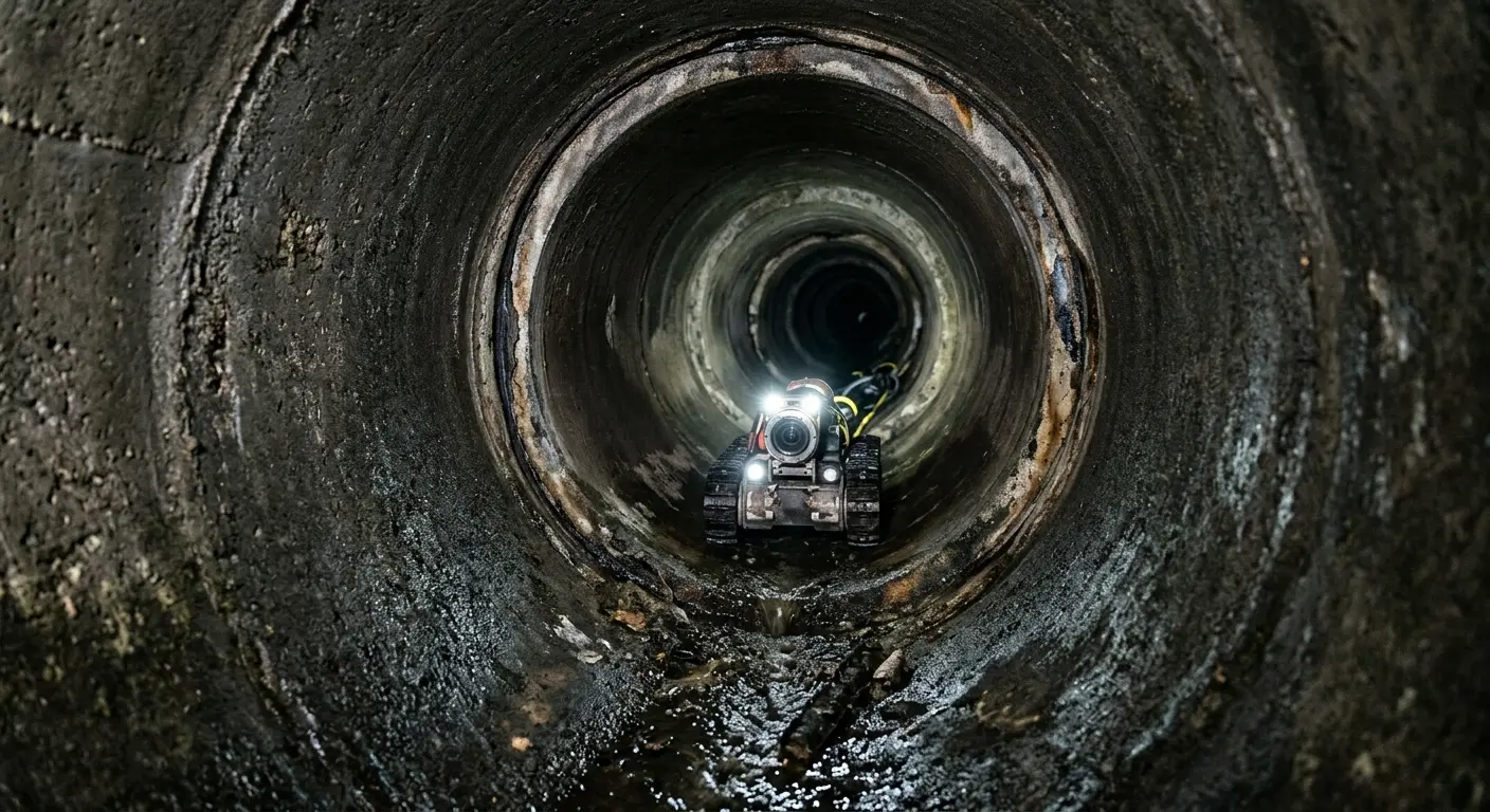 Robotic sewer camera inspecting pipe interior for Drain Snake Service in Palmdale